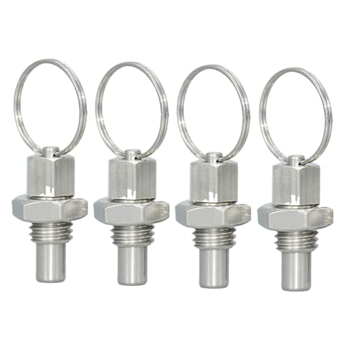 Toddmomy 4 piezas Pasadores de Resorte con Anilla de Acero Inoxidable Pestillo de Bloqueo Resistente y Duradero para Moldes Chasis y Maquinaria Industrial