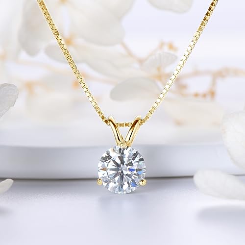1-3 CT Moissanite Necklace for Women, Solitaire Lab Imitation Diamond Pendant, 18K White Gold Plated D Color Round Cut 925 Sterling Silver Necklace, GRA Certified, 18+2 inch Box Chain4
