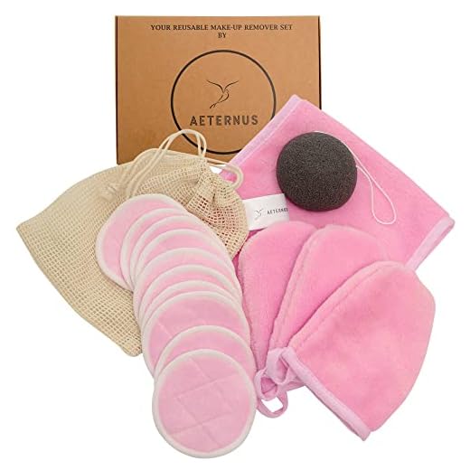 AETERNUS All in One Makeup Removal Set - Facial Cleansing Skincare Set | 16 pcs | With Reusable Bamboo Face Pads | Makeup Remover Mitts | Microfiber Face Towel | Exfoliating Konjac Sponge