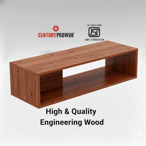 Image of FURLAY Aura Engineered Wood Coffee Table, Minimalist Matte Woodland Coffee Table - 80cm Center Table with Asymmetrical Open Storage & Sleek Geometric Design for Living Room or Office (FWTC5-Woodland)