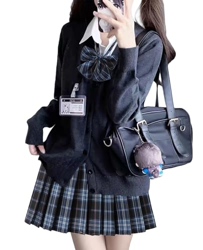 チェック柄半袖ニットカーディガン＆ミニスカセット