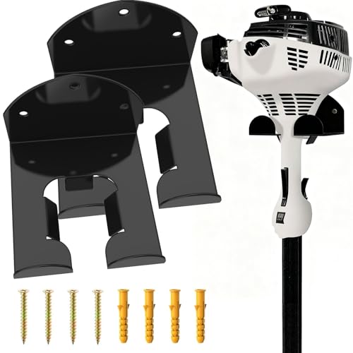 Garage Organizer Wall Hanger – Heavy Duty Garage Storage Trimmer Rack, Garden Power Tool Holder for Weed Whackers, Grass Trimmer, Hedge Trimmer, Grass Trimmer, Garage Tools, 2 Pack(Black)