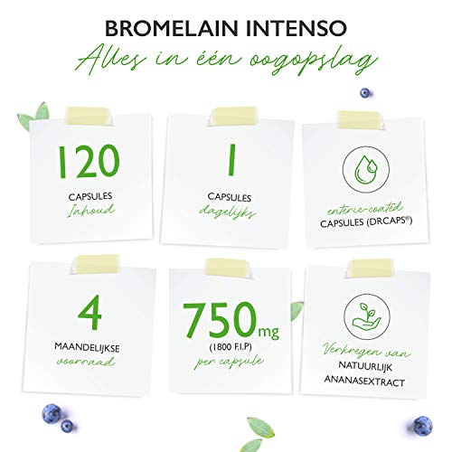 Bromelain Intenso - 750 mg (1800 F.I.P) - 120 maagsapresistente capsules (DRcaps®) - natuurlijk ananasextract… - Image 4