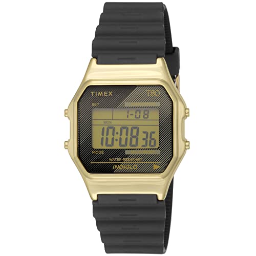 [TIMEX(タイメックス)] T-80 メンズ 腕時計 デジタル クォーツ ゴールドケース ラバーバンド TW2V41000 [正規品]