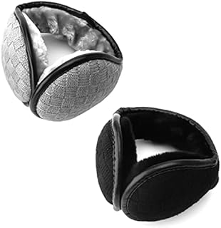 Jodsen 2 Pieces Unisex Winter Ear Muffs Foldable Ear Warmers Classic Ear Covers Windproof Knit Wrap Headband Adjustable Outdoor Ear Protector Soft Plush Earmuffs Wrap Around for Women Men Girls Boys