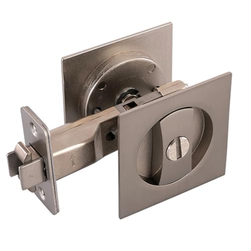 Cerradura para puerta de bolsillo 2 piezas sin llave gancho cuadrado fácil instalación aleación de zinc para sala (plata cepillada, doble gancho) miniatura 1
