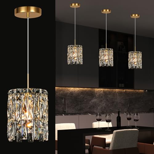 Image of Modern K9 Gold Crystal Pendant Lights Kitchen Island,1 Lighting