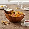 nambe Harmony Chip and Dip Server | Chips and Salsa Serving Dish | Salad Bar Serving Set for A Party | Chilled Dip Serving Bowl | Made of Acacia Wood and Metal Alloy