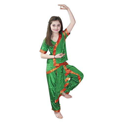 Image of Kaku Fancy Dresses Indian Classical Dance Costume for Girls, Bharatnatyam, Sufi, Kathak Dance Costume Accessory for Kids