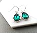 May Birthstone Earrings – Emerald Crystal Teardrop Earrings, Sterling Silver Ear Wires, Handmade Gift