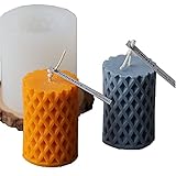 GreatMold DIY Candle Making Mold 3D Silicone Grid Pattern Cylinder Candle Mold Wax Candle Mold Pillar Candle Mold Aromatherapy Candle Silicone Mold Candle Making Kits Tools