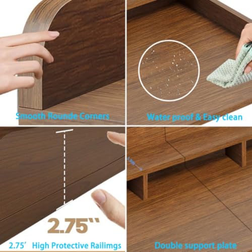 CuisinSmart Washer Dryer Countertop with 2-Tier Shelf, Wood Laundry Countertop Over Washer and Dryer with Edge, 54" Width x 27.5" Depth Laundry Hamper Table Top Storage Organization Walnut