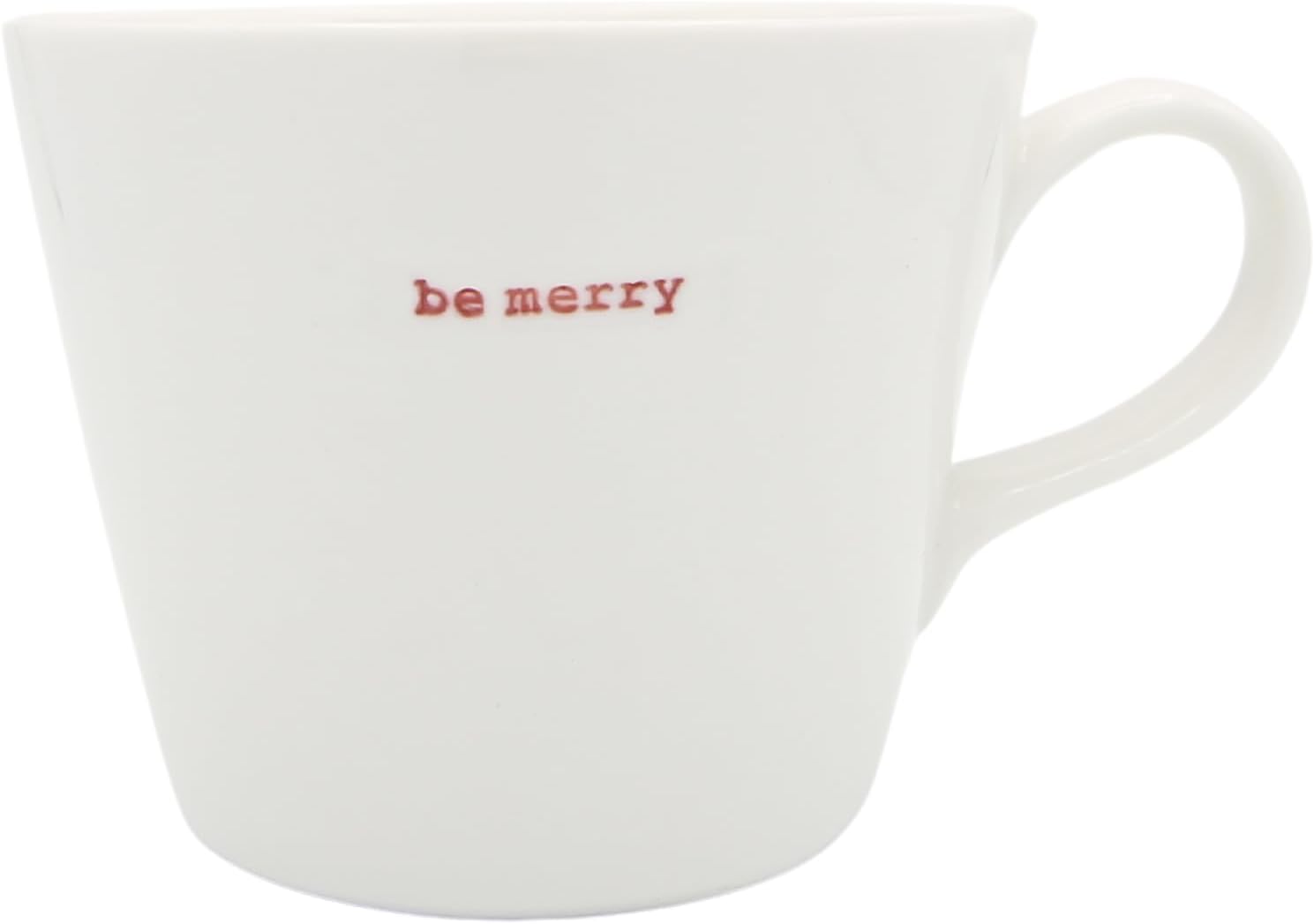 Keith Brymer Jones - Christmas Word Range - Standard Ceramic White Mug - be Merry (red) - 350ml - Gift Boxed
