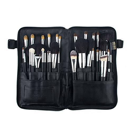 Pinceaux de maquillage pour sourcils et fond de teint avec trousse de rangement zippée