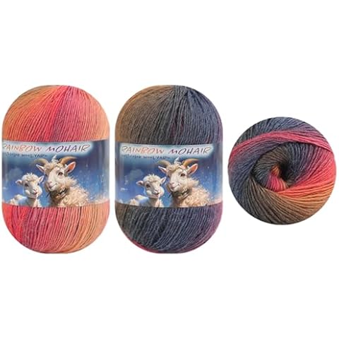 3pk Rainbow Mohair Multicolor Wool Yarn 90% Wool 10% Acrylic by Sunny Cat for Knitting and Crochet (208 Wild Orchid) Cover