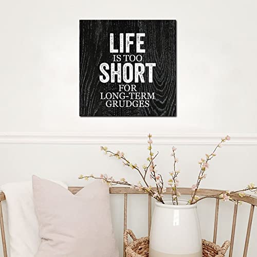 Wood Sign With Saying Life Is Too Short For Long Wood Plaque Sign Wall Hanging Positive Word Quote Wood Sign For Home Cabin Front Door Outdoor Decoration 8X8In #TOP4