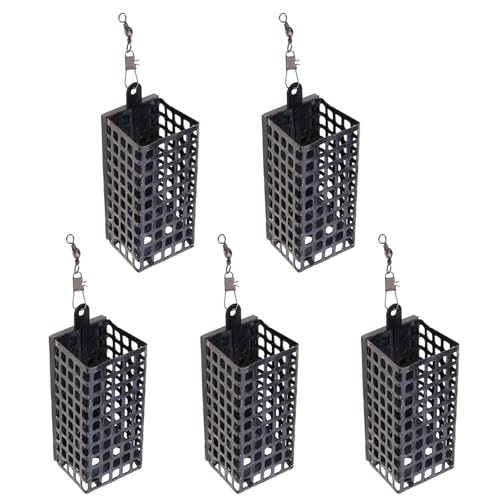 GKOXUQ 5Pcs Fishing Lures Cage Fishing Tackle Feeder Baits Holder Trap Basket Lures Cage Fishing Baits Cage Fishing Feeders
