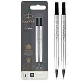 Parker recharges pour stylo roller | pointe moyenne | encre noire QUINK | lot de 2