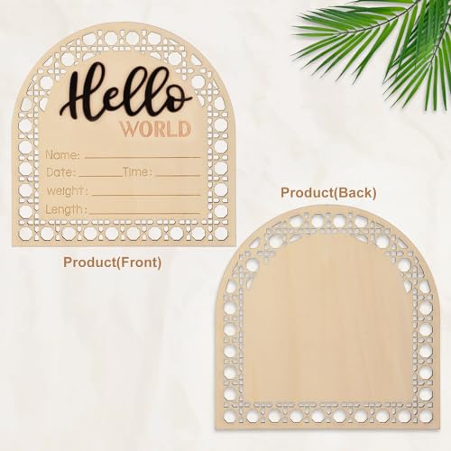 Image of Baby Announcement Sign, 5.5 Inch Newborn Birth Announcement Cards Wooden Baby Birth Sign Newborn Cards for Boys and Girls Birth