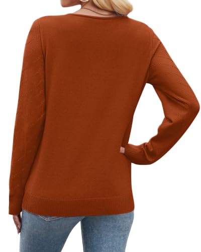 Image of WIHOLL Sweaters for Women V Neck Casual Knit Long Sleeve Tops Lightweight Pullover Clothes Fall Fashion Outfits 2026