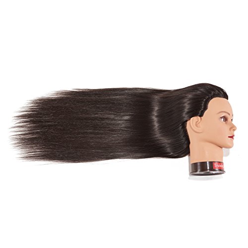 26\"-28\" Training Head, Mannequin Head, Hair Styling Manikin Cosmetology Doll Head Maniquin with Hair Synthetic Fiber Hair Hairdressing Model Head Clamp Stand Holder (1813LB0220)