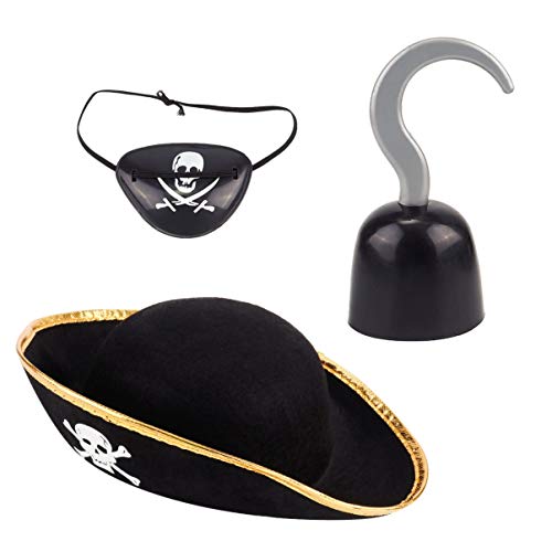 3 Pecas Brinquedo Pirata De Halloween Ganchos Piratas Gancho De Pirata Traje De Pirata Crianças Ader
