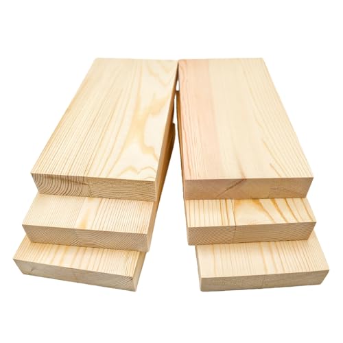 6PCS Rectangle Wood Boards Unfinished Wood Blocks for Crafting, 8x4x1in Blank Whittling Wooden Blocks for Wood Carving,Painting & Burning