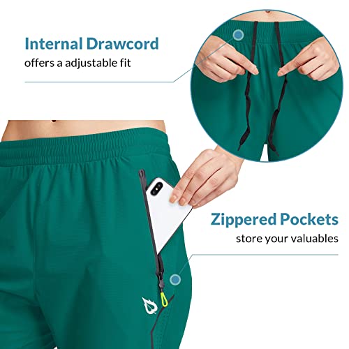 Baleaf Women's Joggers Pants Athletic Running Jogging Pants Hiking Quick Dry Zipper Pockets Green M #TOP2