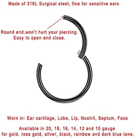 Black Cartilage Earring Hoop Tragus Earrings Women 16 Gauge 7mm Nose Rings