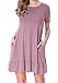 LAINAB Womens Tunic Extender Ruffle Loose Casual Short Mini Dress Grape Purple L