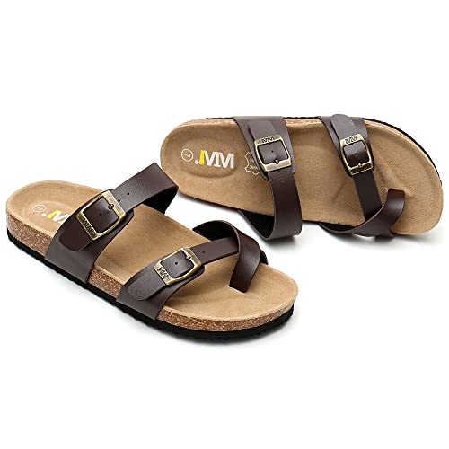 Wtw Men's Arizona Cork Footbed Sandals - Slip On Beach Slide Slipper Shoes With Adjustable Metal Buckle Strap For Men, Causal Style #TOP4