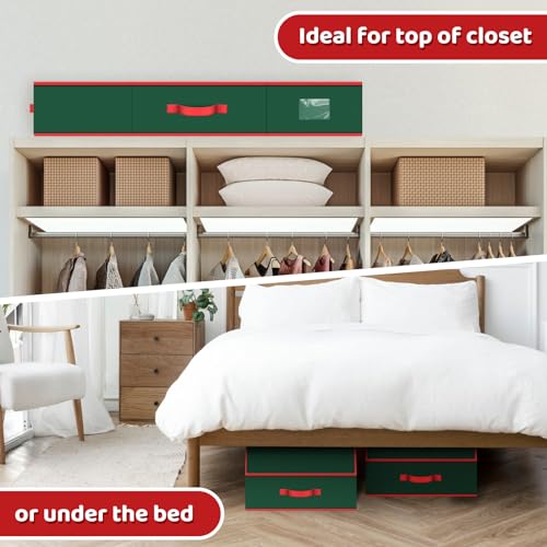 Fabspace Recipientes de armazenamento de papel de embrulho de Natal, organizador de embrulho de pres