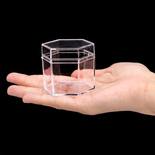 Boîtes hexagonales en acrylique transparent avec couvercle de 5,6 cm pour bonbons lot de 36