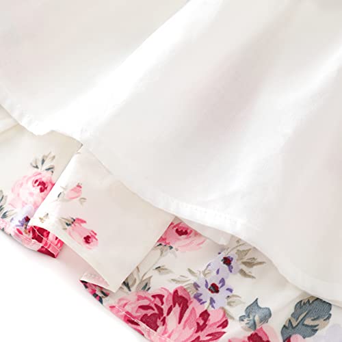 Flofallzique Summer Girls Vintage Floral Dress Ruffle Sleeves Tiered Kids Casual Clothes(5 Years, White) #TOP4
