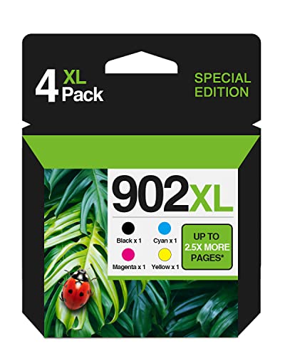 902XL Ink Cartridges for HP Printer Compatible Ink Cartridge Replacement for HP 902 XL 902XL Ink Cartridges for OfficeJet Pro 6960 6968 6970 6971 6974 6975 6976 6978 6979 6950 Printer (BKCMY 4 Pack)