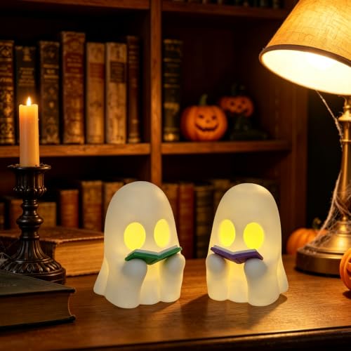 2Pack 3D Printed LED Reading Ghost Halloween Decorations Indoor - image 5