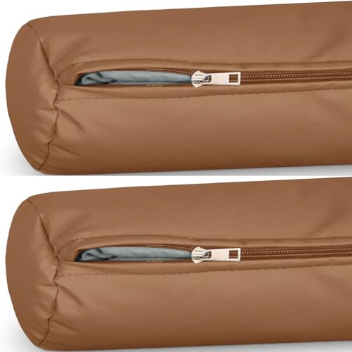 2PCS Outdoor Neck Roll Pillow Cover Waterproof Case Only - Cervical Pillow Covers with Zipper Cylinder Soft Bolster Pillow Cases
