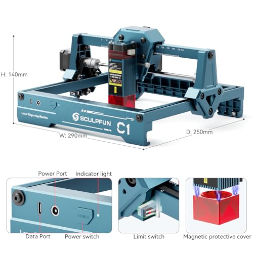 SCULPFUN C1 Mini Laser Engraving Machine - 3W Portable Laser Engraver for Beginners, 0.04mm High Precision, Plug and Play, Ideal for DIY Wood, Acrylic and Leather, Engraving Area 150 * 130mm by SCULPFUN - Image 9