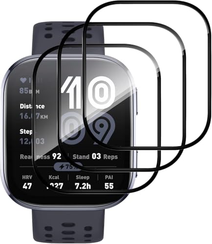 Gosento For Amazfit Bip 6 �t�B���� �y3���Z�b�g�zPMMA+PC���f�� �S�ʕی�t�B���� ��U�h�~ �C�A�h�~ Amazfit Bip6 �Ή� (�u���b�N)