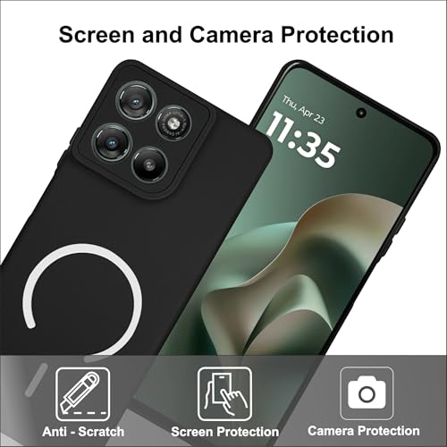 Image of SBMS Silicone Back Cover for Motorola G67 Power / G57 Power | Soft Micro-Fibre Lining Inside | Magsafe Print On Back Side Camera Protection Bump | Shockproof Case G67power (Magsafe Print Small Black)