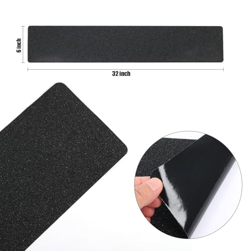 Image of Outdoor Non Slip Tape 6'' x 32'' (15-Pack) High Traction Adhesive Treads - Heavy Duty 80 grit Black Non Slip Tape -Anti Skid Strips - Grip Tape for Steps