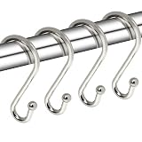 Metal Shower Curtain Hooks, Set of 12, Rust Proof Shower Curtain Hooks Rings, Durable S Shaped Hooks