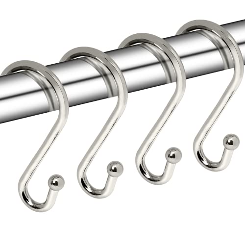 Metal Shower Curtain Hooks, Set Of 12, Rust Proof Shower Curtain Hooks Rings, Durable S Shaped Hooks Hangers For Shower Curtains, Kitchen Utensils, Clothes, Towels (Nickel) #TOP4