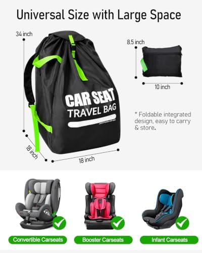 Car Seat Travel Bag for Airplane, Thickened Large Car Seat Bags for Air Travel with Comfort Padded Straps, Carseat Storage Bag/Backpack for Carseat Airport, Carseat Cover Travel,Baby Travel Essential — view 2