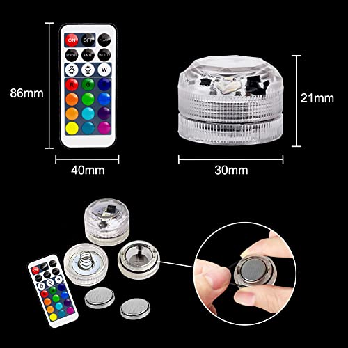 Rikiss Submersible Led Lights With Remote, Rgb Waterproof Pool Lights Mini Tea Lights For Wedding Party Vases Centerpiece Decorations, 10Pcs #TOP1