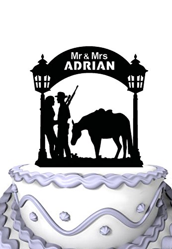 Meijiafei Wedding Cake Topper, Bride And Groom Cake Topper,Couple Cake Topper, Horse Cake Topper,Acrylic Cake Topper, Rustic Cake Topper