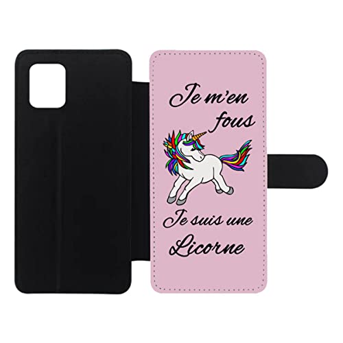 Etui Licorne Note 10 Lite housse en cuir rigolote avec fermeture aimantée