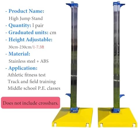 Stainless Steel High Jump Standards Stand, Moveable High School Jumping Training Equipment, ABS Base High Jump Tester