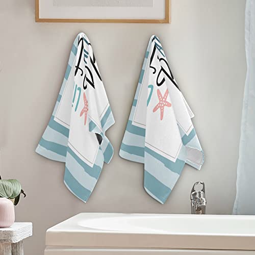 Life Is Better At The Beach Bathroom Hand Towels Summer Sea Blue Stripes Kitchen Dish Towel Fingertip Guest Towel Washcloths For Hotel Spa Home Holiday Decoration Sports Gym Yoga #TOP4