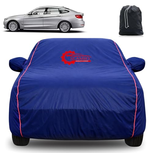 Image of 100% Waterproof Car Cover for BMW 3 Series GT | All-Weather, Dustproof & UV Protection | Heavy-Duty 3-Layer Fabric | Custom Fit with Mirror & Antenna Pocket | Navy Blue